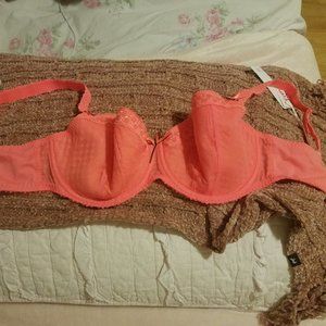 Freya Tropical Orange Coral Lacey Bra 32G